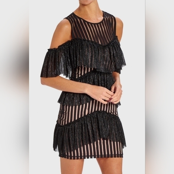 MIANOTTE Black Frill Design Party Dress US S - Picture 1 of 10